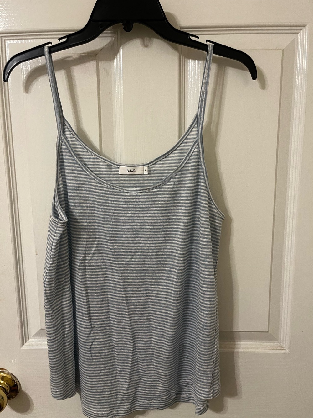 A.L.C. Striped Light Blue & White Spaghetti Strap Tank